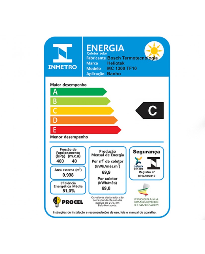 Coletor Heliotek - MC 1300 TF15 1X2